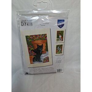 Vervaco Counted Cross stitch Kit Greeting Cards "Cats between Flowers" Set of 3,
